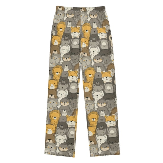 Wobogo Cartoon Bear Lions Pattern Long Pajama Pants Bottoms Soft Sleepwear with Pockets