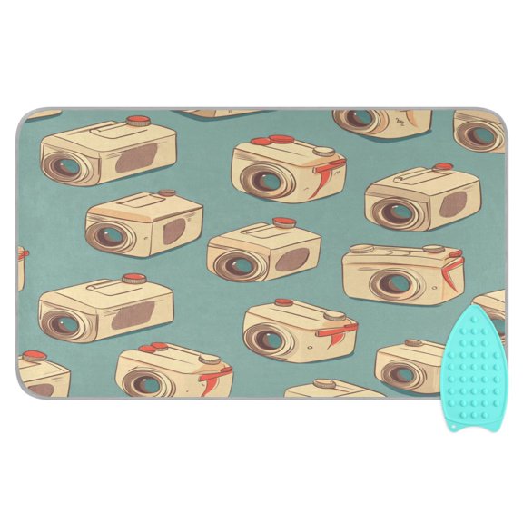 Wobogo Cartoon Camera Pattern Ironing Mat Blanket Quilted Washer Dryer Heat Resistant Pad Foldable for Easy Storage