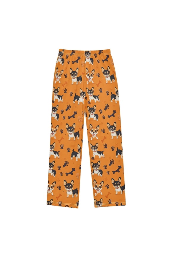 Wobogo Cartoon Cute Corgi Long Pajama Pants Bottoms Soft Sleepwear with Pockets