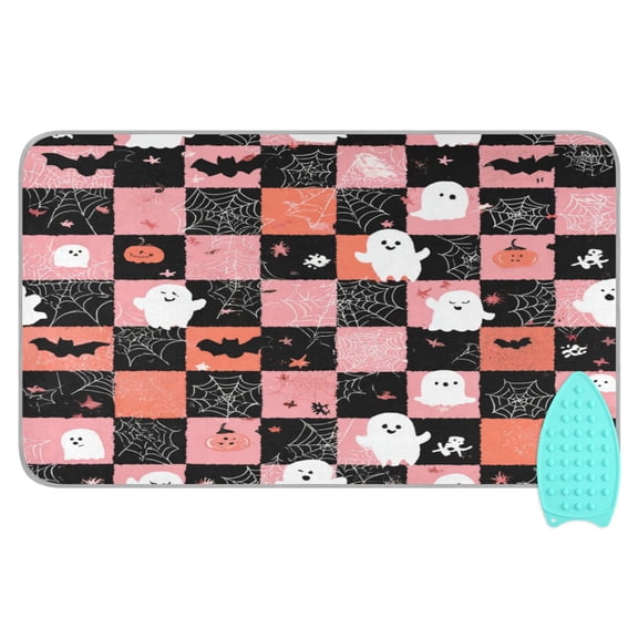 Wobogo Cartoon Ghost Grid Ironing Mat Blanket Quilted Washer Dryer Heat Resistant Pad Foldable for Easy Storage