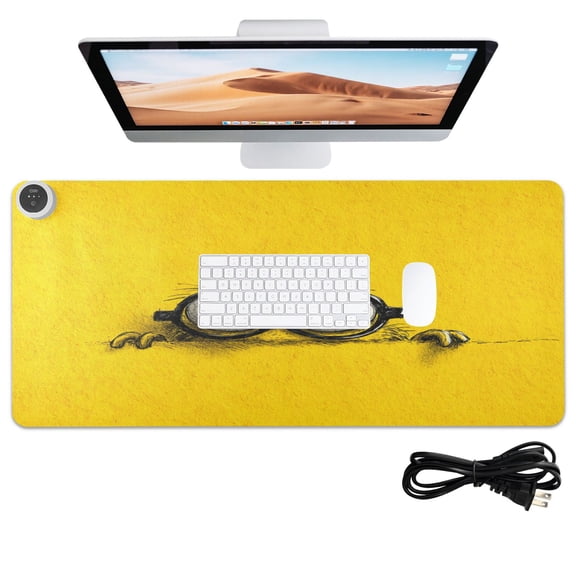 Wobogo Cartoon Heated Mouse Pad Extra-Large Desk Mat With 3 Heating Levels and 3-hour Auto Shut-Off Protection Ideal for Computer Keyboards Home Office Hand-warming Essential 31.5in 13in