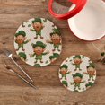 thumbnail image 1 of Wobogo Cartoon Leprechauns Pattern on White Background Trivets Potholders Set of 2 Cotton Woven Round Hot Plate Mats for Hot Dishes Bowls Teapots, 1 of 7