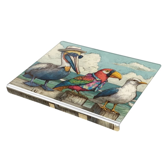 Wobogo Cartoon Pelican Acrylic Cutting Board with Counter Lip 16.5"x13.4 Perfect for Bread Meat Veggies & More Great Kitchen Essential Gadgets & Decor