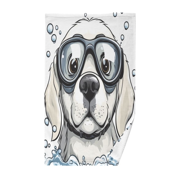 Wobogo Cartoon White Labrador Face Towel Soft Breathable Cotton Towel Set for Bathroom Kitchen Hotel Spa Gift Decor