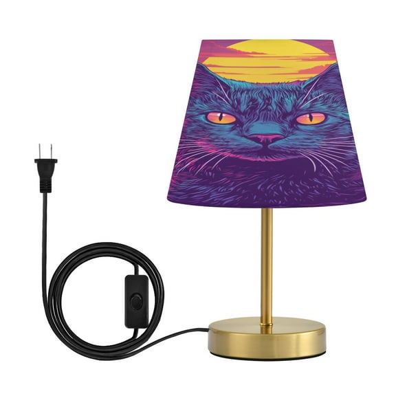 Wobogo Cat before Sunset Table Lamps Three-channel Adjustable Lighted Antique Brass Metal Base Simple Modern Style for Bedroom Nightstands Living Room and Office
