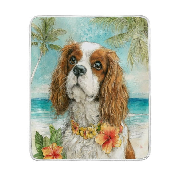 Wobogo Cavalier King Charles Spaniel Dog Flannel Fleece Bed Blanket as Bedspread Coverlet Sofa blankets (50x60in) Soft Lightweight Warm and Cozy