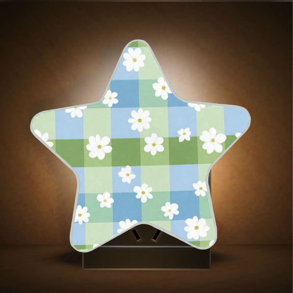 Wobogo Checkered Daisy LED Star Night Light 0.2 Watt Wall Plug Dusk to Dawn Auto Switch Adjustable Brightness Soft White Light