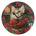 thumbnail image 1 of Wobogo Christmas Cat Wall Clock 10in Silent Mechanism Battery Operated Retro Style for Living Room Bedroom and Kitchen Black Pointer, 1 of 10