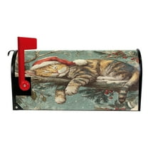 Wobogo Christmas Cute Cat Mailbox Cover Magnetic for Garden Yard Home Decor Standard Size 25.4×20.78in