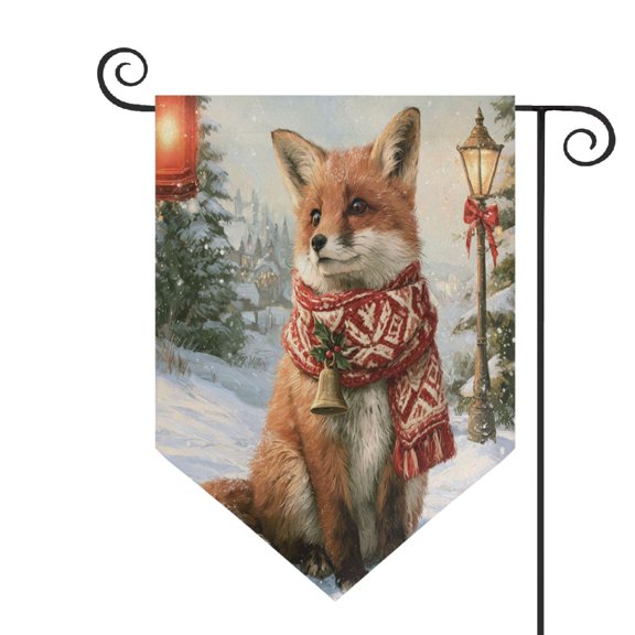 Wobogo Christmas Fox Triangle Garden Flag 12x18.5 in Large Yard Flag Durable Fade Resistant Outdoor Decor