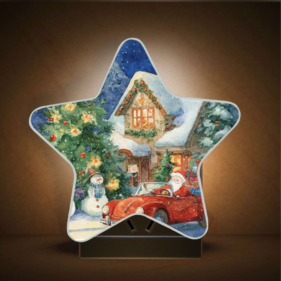 Wobogo Christmas Gifts LED Star Night Light 0.2 Watt Wall Plug Dusk to Dawn Auto Switch Adjustable Brightness Soft White Light