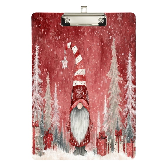 Wobogo Christmas Gnome Acrylic Writing Pad Silver Clip Stardard Size A4 Office Decorative for Students Workers 12.5×9in