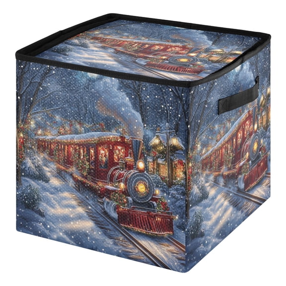 Wobogo Christmas Ornament Storage Box with 64 Slots, Foldable Design, Dividers and Lid for 3 Inch Holiday Decorations,Christmas Train