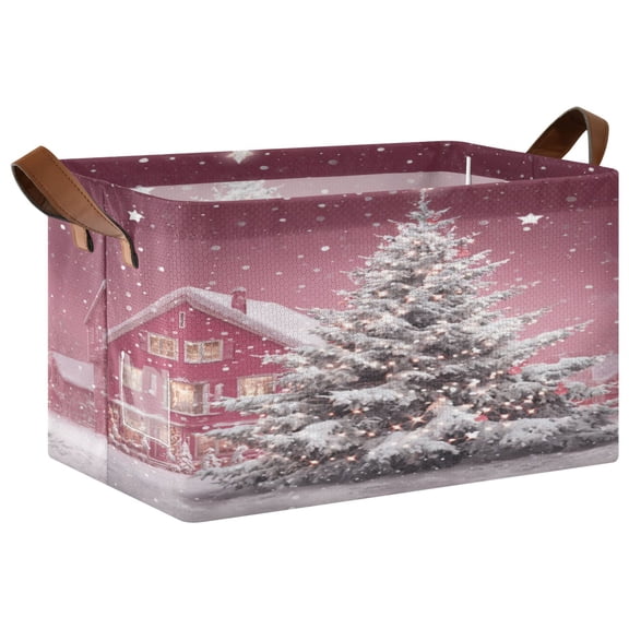 Wobogo Christmas Shining Tree Storage Basket 16.9×11.4×10in Collapsible Oversized with Metal Iron Frame