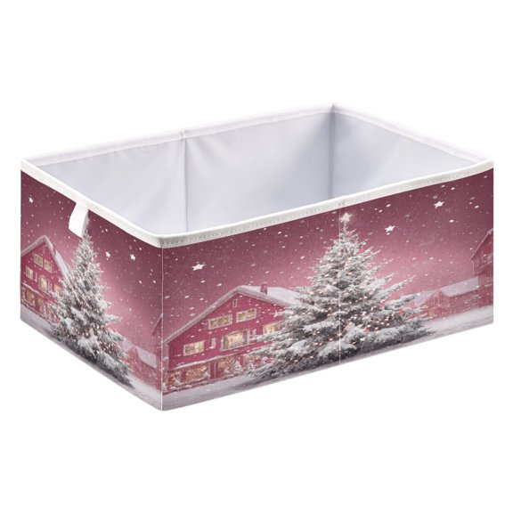 Wobogo Christmas Shining Tree Storage Basket Foldable Easy to Clean Durable with Hollow Support Plate with Handle 15.75x10.63x6.96in