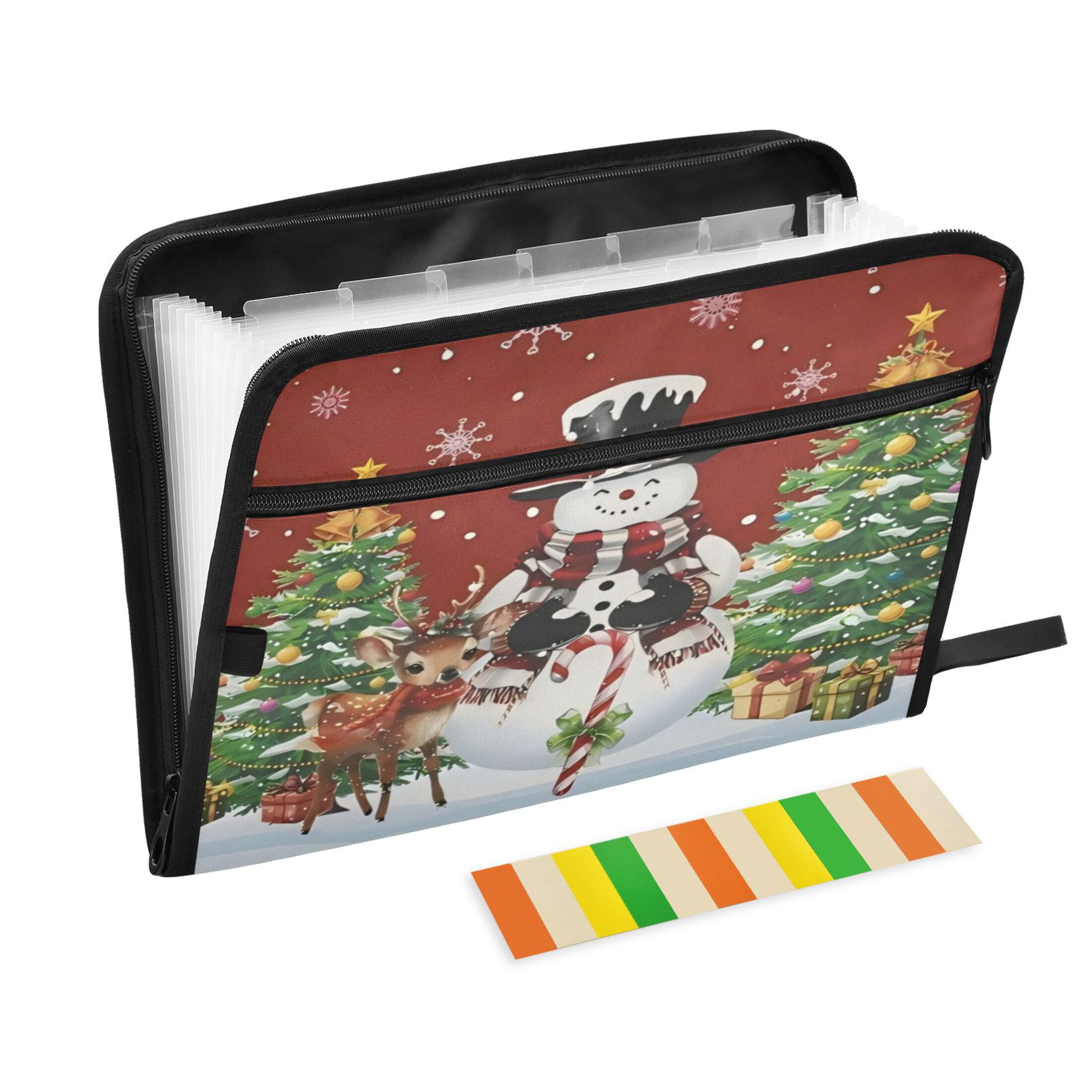 Wobogo Christmas Snowman Expanding File Folder Letter Size Accordion Filing Organizer 13 Pocket Separate Organ Pocket