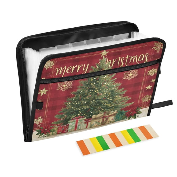 Wobogo Christmas Tree Expanding File Folder Letter Size Accordion Filing Organizer 13 Pocket Separate Organ Pocket
