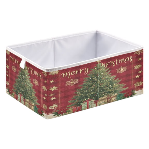 Wobogo Christmas Tree Storage Basket Foldable Easy to Clean Durable with Hollow Support Plate with Handle 15.75x10.63x6.96in
