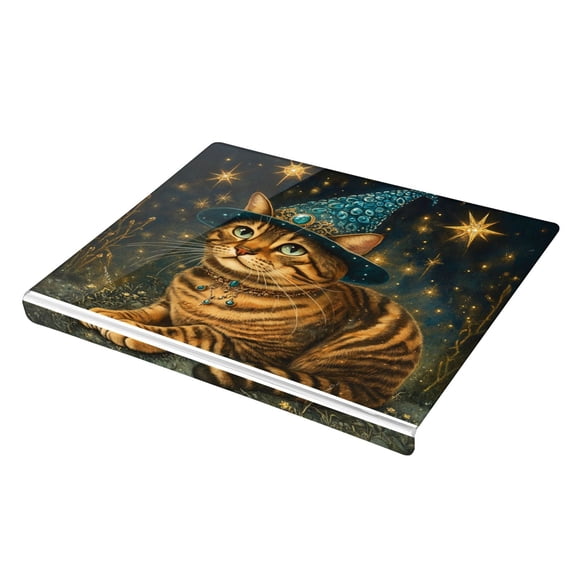 Wobogo Chubby Bengal Cat Acrylic Cutting Board with Counter Lip 16.5"x13.4 Perfect for Bread Meat Veggies & More Great Kitchen Essential Gadgets & Decor