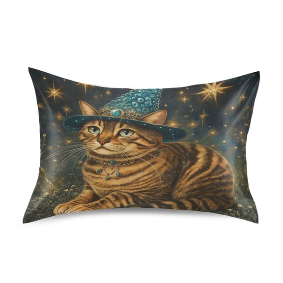 Wobogo Chubby Bengal Cat Satin Pillowcase Soft Smooth Envelope Design Comfortable Bedding Essentials 20×26in