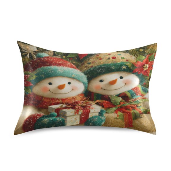 Wobogo Chubby Snowman Satin Pillowcase Soft Smooth Envelope Design Comfortable Bedding Essentials 20×26in