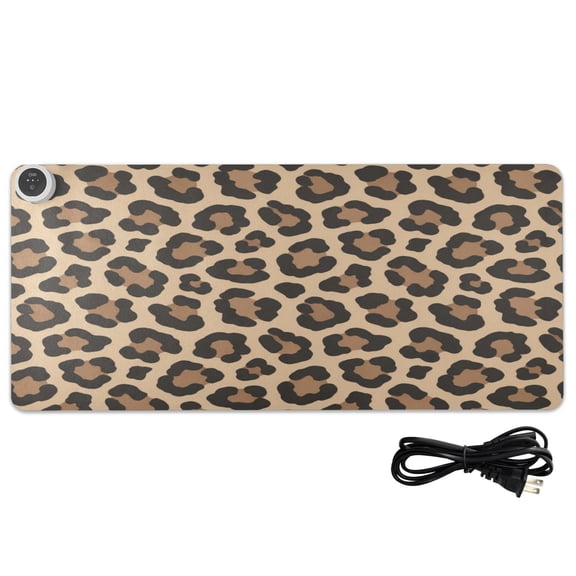 Wobogo Classic Leopard Heated Mouse Pad, Extra-Large Desk Mat, 3 Heating Levels, 3-Hour Auto Shut-Off for Office