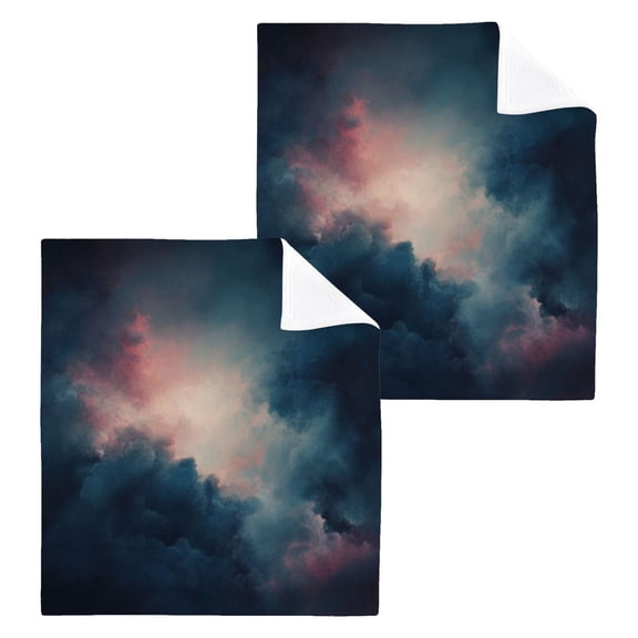 Wobogo Clouds Dense Sky Square Cotton Towel Set of 2 Soft and Skin-friendly with Good Absorbency 12×12in