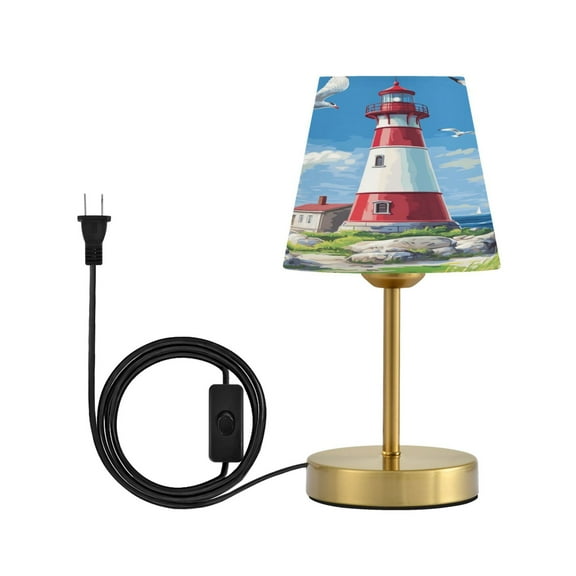 Wobogo Coastal Lighthouse Table Lamps Three-channel Adjustable Lighted Antique Brass Metal Base Simple Modern Style for Bedroom Nightstands Living Room and Office