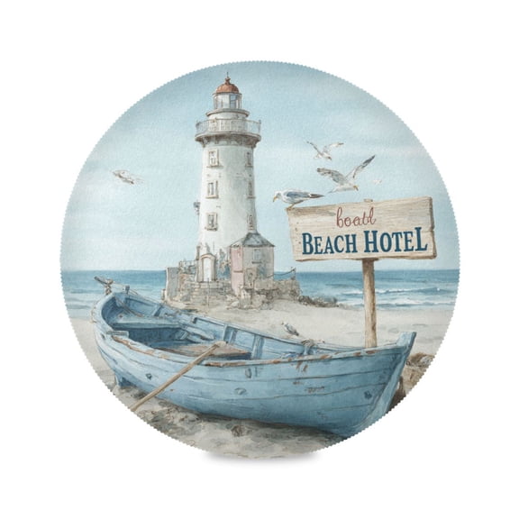 Wobogo Coastal Theme Round Placemats Set of 1 Heat Resistant Washable Kitchen Table Decorations 15.4in
