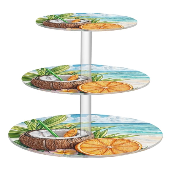 Wobogo Coconut Orange Slice 3 Tier Acrylic Cake Stand with Clear Round Hold for Wedding Holiday Birthday Baby Shower Tea Party