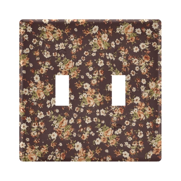 Wobogo Coffee Brown Ditsy Flower Switch Plates PC Flame Retardant Plastic Material Glossy Finish Smooth Touch 4.56x4.48x0.27in