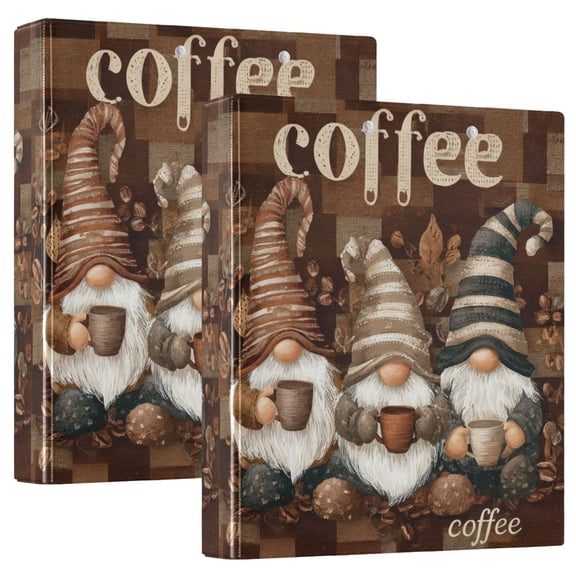 Wobogo Coffee Gnomes File Folders Extra Large Capacity to Hold 200 Sheets of Documents Hard Shell Ring Binder for School Home Office