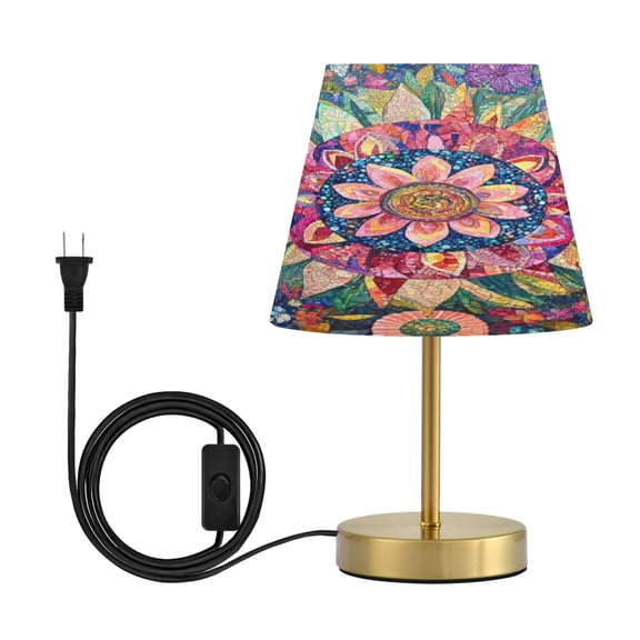 Wobogo Colorful Blooms Floral Table Lamps Three-channel Adjustable Lighted Antique Brass Metal Base Simple Modern Style for Bedroom Nightstands Living Room and Office