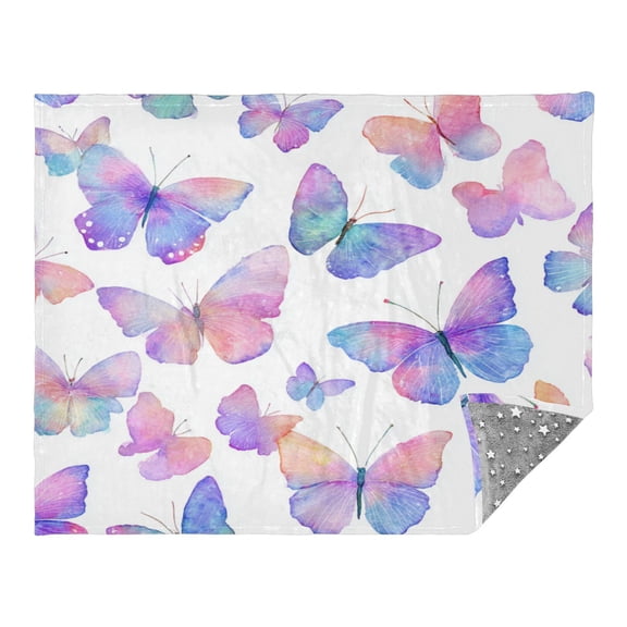 Wobogo Colorful Butterflies Flannel Blanket Fluorescent Effect in The Dark Four Seasons of Comfortable and Soft Skin Friendly Sheet 70×55in