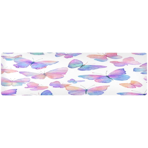 Wobogo Colorful Butterflies Long Dining Table Decor Trivet Heat Resistant Silicone Mat for Coffee Maker Air Fryer Non Slip Desk Pad