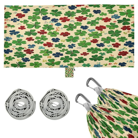 Wobogo Colorful Clover Camping Hammocks 330 lb Capacity with Tree Straps and Hanging Pockets for Outside Hiking Beach Backpack Travel