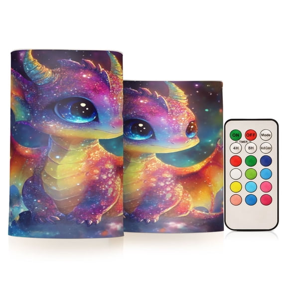 Wobogo Colorful Dragon Baby Combo Flameless Flickering Candle Light with Remote Control and Timer for Romantic Atmosphere