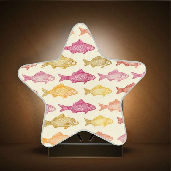 Wobogo Colorful Fish LED Star Night Light 0.2 Watt Wall Plug Dusk to Dawn Auto Switch Adjustable Brightness Soft White Light