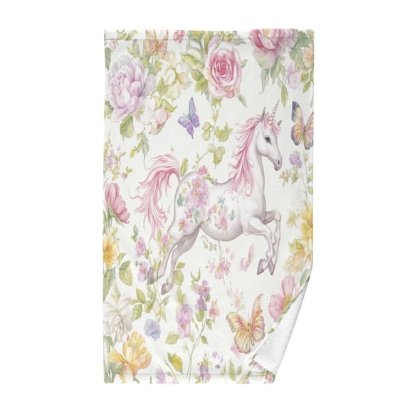 Wobogo Colorful Flowers Unicorns Pattern Face Towel Soft Breathable Cotton Towel Set for Bathroom Kitchen Hotel Spa Gift Decor