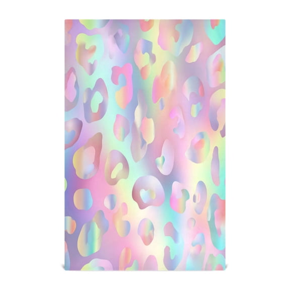 Wobogo Colorful Leopard Print Kitchen Towel 1 Piece Large Cotton Dishcloth Premium Absorbency Set with Hanging Loop