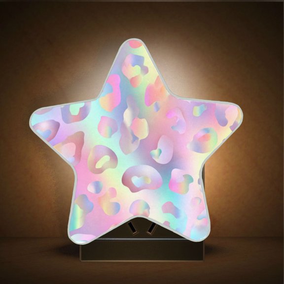 Wobogo Colorful Leopard Print LED Star Night Light 0.2 Watt Wall Plug Dusk to Dawn Auto Switch Adjustable Brightness Soft White Light