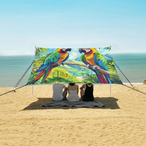Wobogo Colorful Parrot Beach Tent Camping Sun Shelter 110 x 125in UPF50+ Outdoor Shade for Trips Fishing Picnics