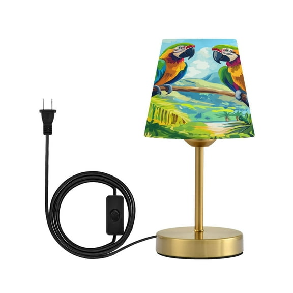 Wobogo Colorful Parrot Table Lamps Three-channel Adjustable Lighted Antique Brass Metal Base Simple Modern Style for Bedroom Nightstands Living Room and Office