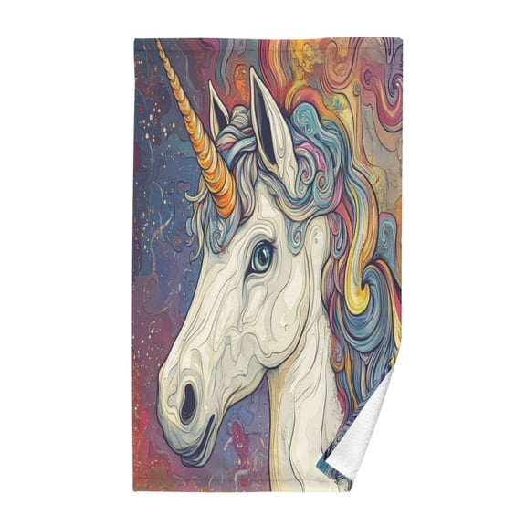 Wobogo Colorful Unicorns Face Towel Soft Breathable Cotton Towel Set for Bathroom Kitchen Hotel Spa Gift Decor
