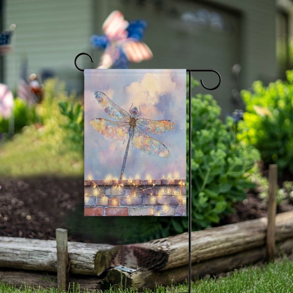 Wobogo Colourful Dragonfly Garden Flag 12×18 Inch Double Sided For Outdoor Yard Decoration