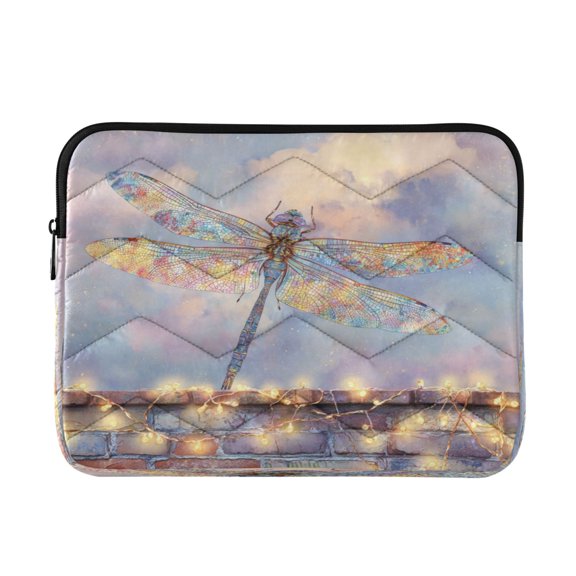 Wobogo Colourful Dragonfly Laptop Sleeve 15.7 inch Lightweight Zipper Design Soft Padded Protection Against Scratches and Impacts