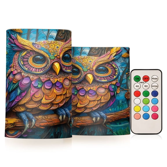 Wobogo Complex Camo Owl Combo Flameless Flickering Candle Light with Remote Control and Timer for Romantic Atmosphere