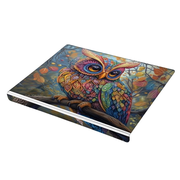 Wobogo Complex Camo Owls Acrylic Cutting Board with Counter Lip 16.5"x13.4 Perfect for Bread Meat Veggies & More Great Kitchen Essential Gadgets & Decor