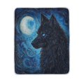 thumbnail image 1 of Wobogo Cool Black Wolf Flannel Fleece Bed Blanket as Bedspread Coverlet Sofa blankets (50x60in) Soft Lightweight Warm and Cozy, 1 of 7