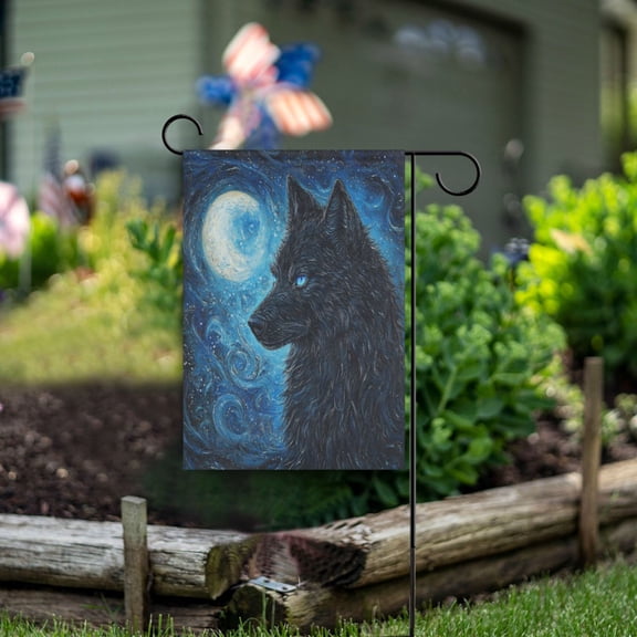 Wobogo Cool Black Wolf Garden Flag 12×18 Inch Double Sided For Outdoor Yard Decoration